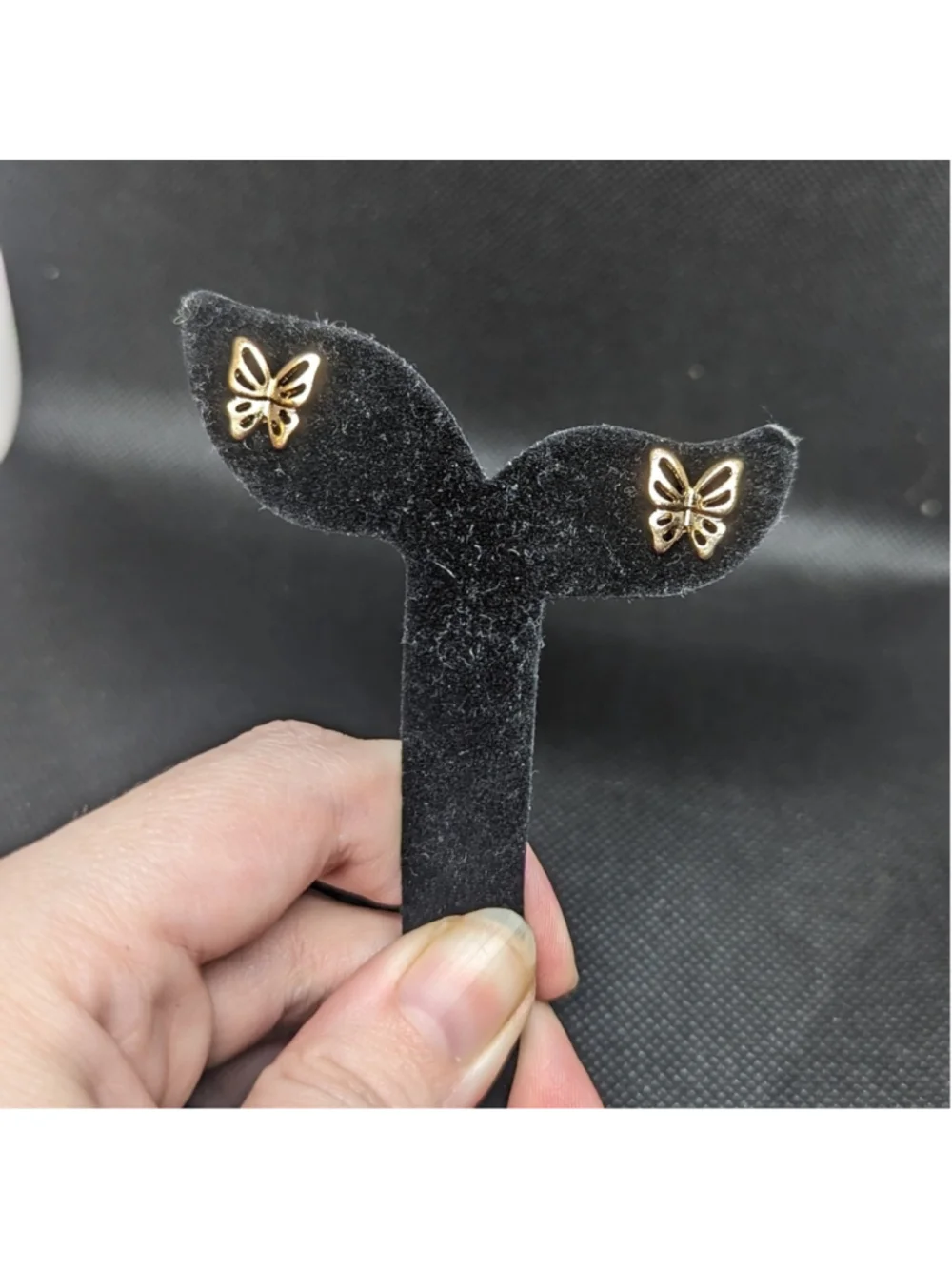Gold Tone Dainty Delicate Butterfly Stud Statement Earrings